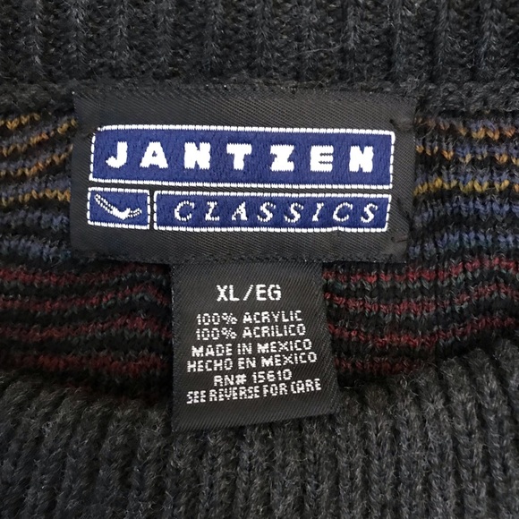 Jantzen Classics Crewneck Sweater Mens XL Charcoal Grey Multi Color Eclectic y2k - Picture 4 of 8